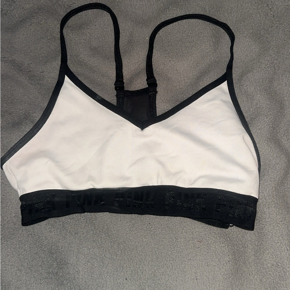 PINK Victoria's Secret Black and White Sports Bra